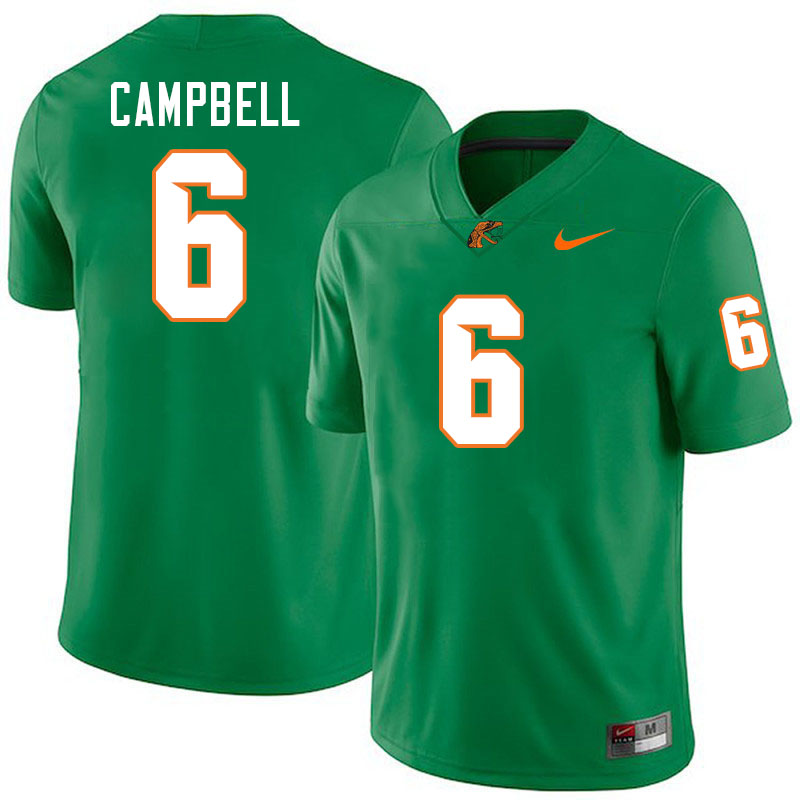 Florida A&M Rattlers #6 Miles Campbell College Football Jerseys,Uniforms-Green